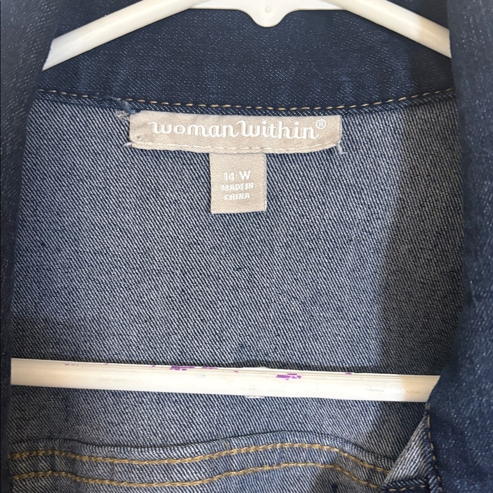 Woman Within Dark Blue Jean Jacket - Picture 4 of 4